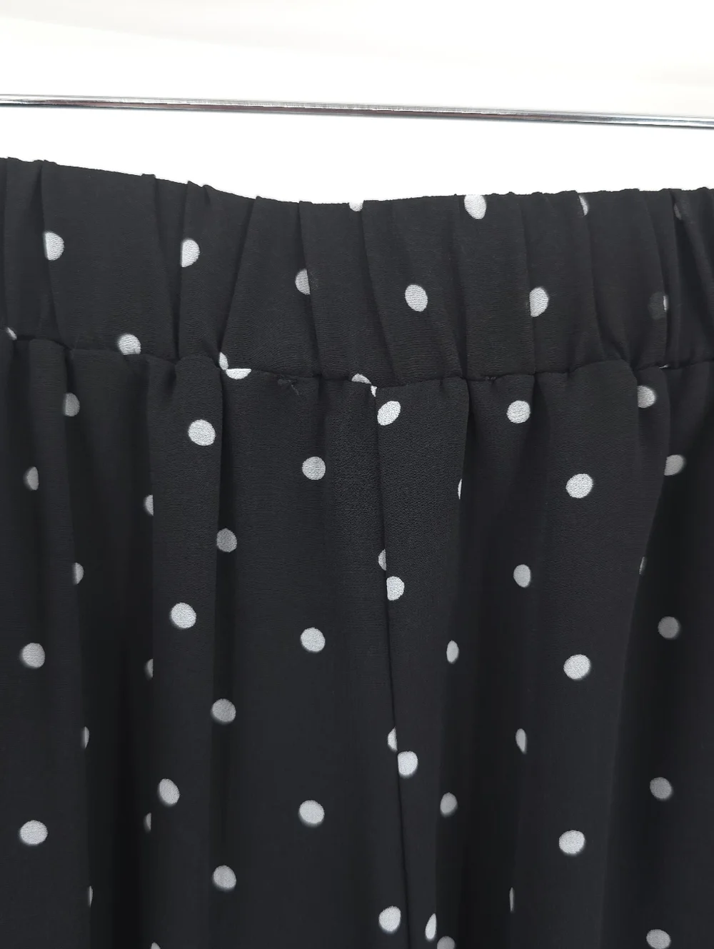 Eloquii Polka Dot Chiffin Wide Leg Pull-on Pants Black White High Rise Pockets - Picture 5 of 9